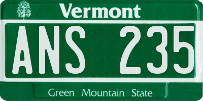 VT license plate ANS235
