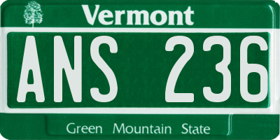 VT license plate ANS236
