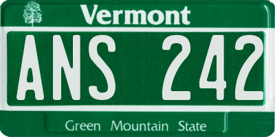 VT license plate ANS242
