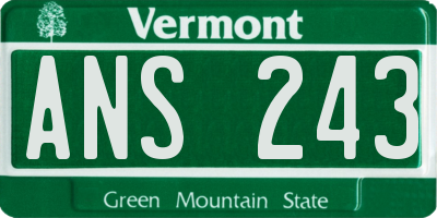 VT license plate ANS243