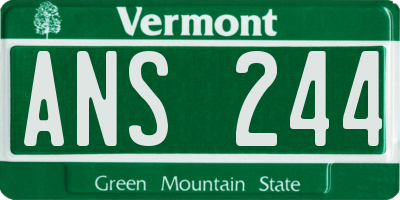 VT license plate ANS244