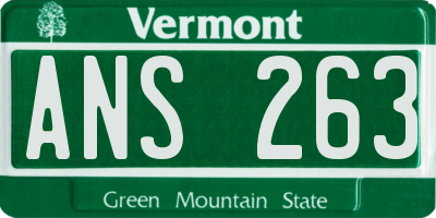 VT license plate ANS263