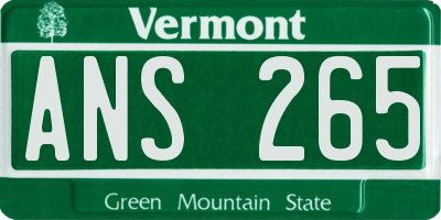 VT license plate ANS265