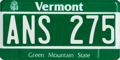 VT license plate ANS275