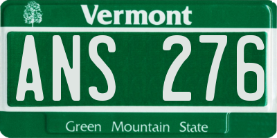 VT license plate ANS276