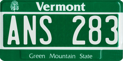 VT license plate ANS283