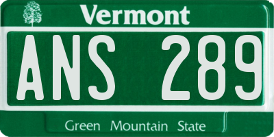 VT license plate ANS289