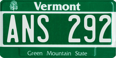 VT license plate ANS292