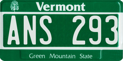 VT license plate ANS293