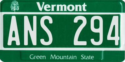 VT license plate ANS294