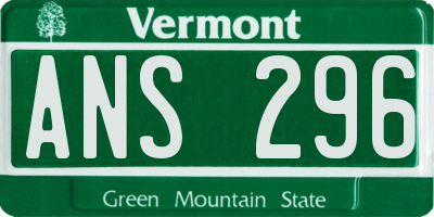 VT license plate ANS296
