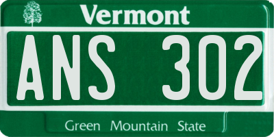 VT license plate ANS302