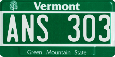 VT license plate ANS303