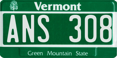VT license plate ANS308