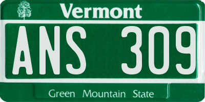 VT license plate ANS309
