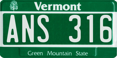 VT license plate ANS316