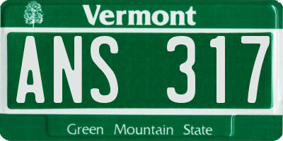 VT license plate ANS317