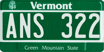 VT license plate ANS322