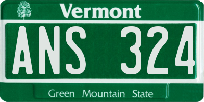 VT license plate ANS324
