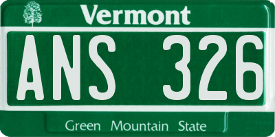 VT license plate ANS326