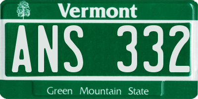 VT license plate ANS332