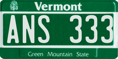 VT license plate ANS333