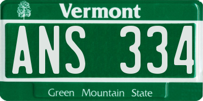 VT license plate ANS334