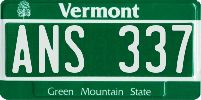 VT license plate ANS337