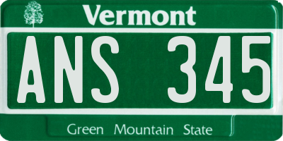 VT license plate ANS345