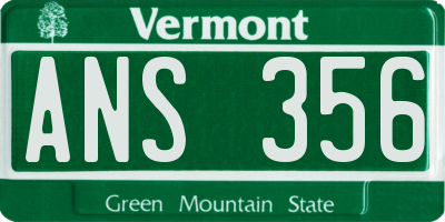 VT license plate ANS356