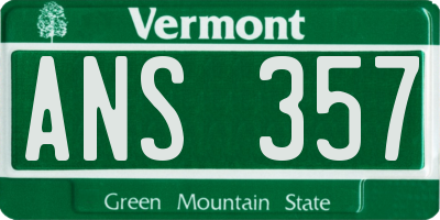 VT license plate ANS357
