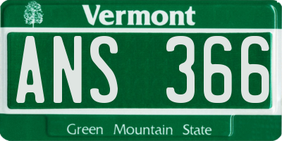 VT license plate ANS366