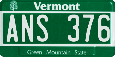 VT license plate ANS376