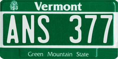 VT license plate ANS377
