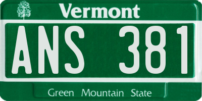 VT license plate ANS381