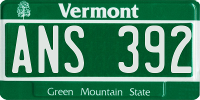 VT license plate ANS392