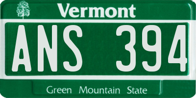 VT license plate ANS394
