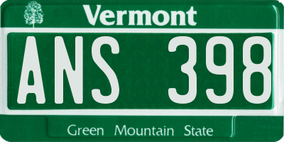 VT license plate ANS398