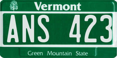 VT license plate ANS423