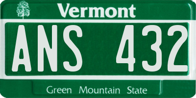 VT license plate ANS432