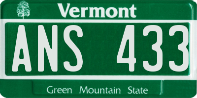 VT license plate ANS433