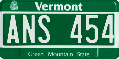 VT license plate ANS454