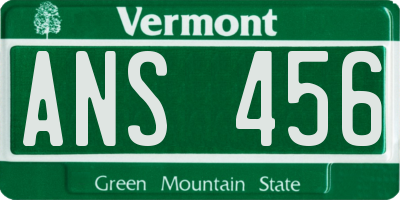VT license plate ANS456