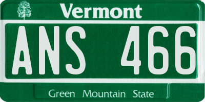 VT license plate ANS466