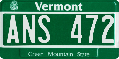 VT license plate ANS472