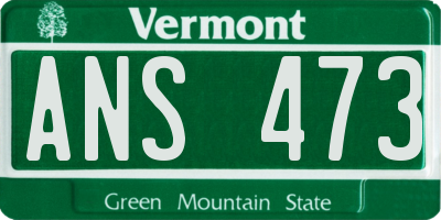VT license plate ANS473