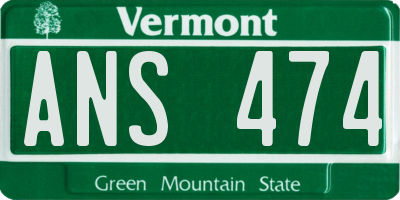 VT license plate ANS474