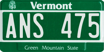 VT license plate ANS475