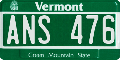 VT license plate ANS476