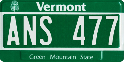 VT license plate ANS477